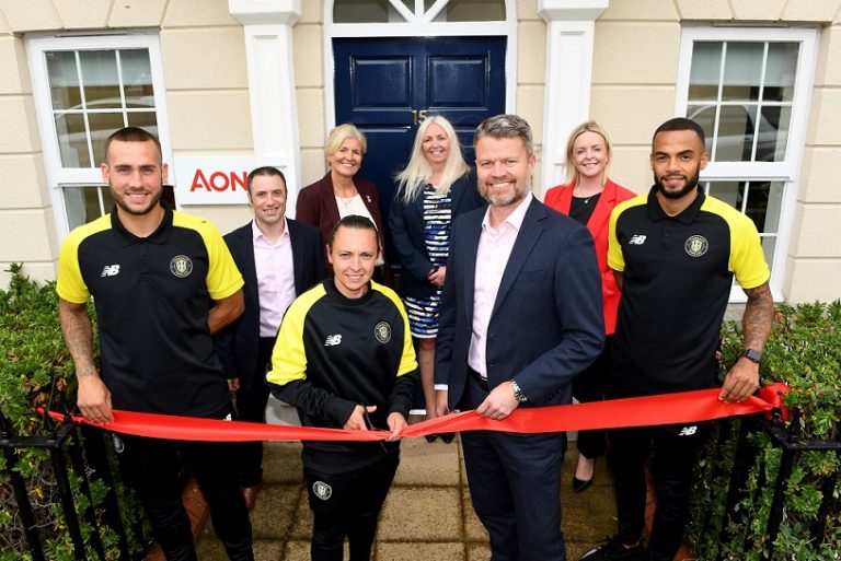 Harrogate Town Football stars cut the ribbon at Aon’s new office